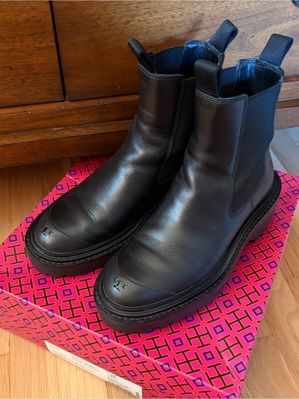 Tory Burch Black Leather Chelsea Ankle Boots